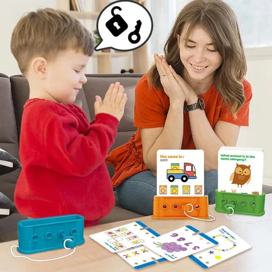 Fidtoy Montessori Activité de Verrouillage avec 40 Cartes Défi