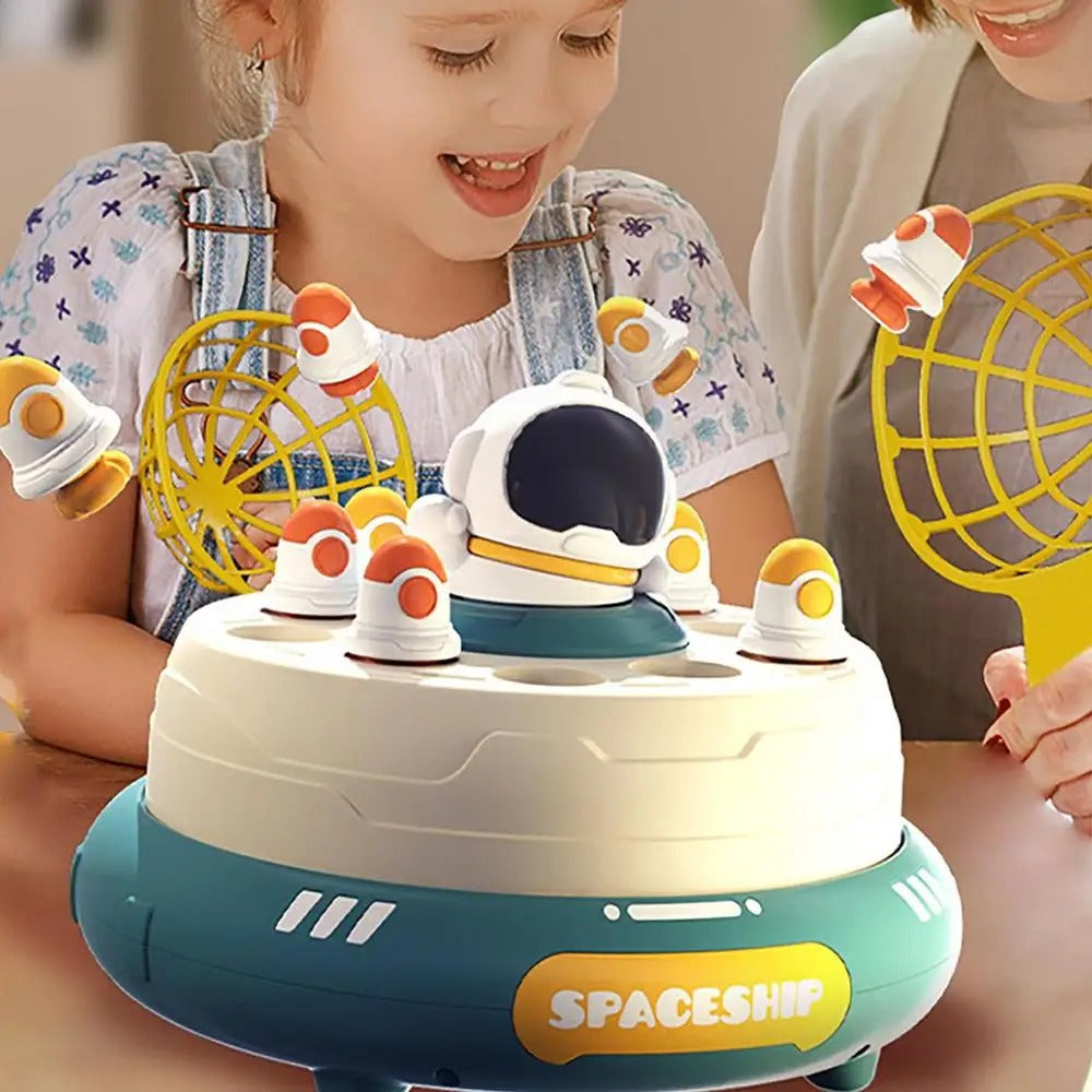 Fidtoy Lanceur de roquettes 2 en 1 avec pêche magnétique et plateau tournant, jeu de capture de roquettes sur le thème de l'espace en plastique avec pêche magnétique, jouet de coordination œil-main pour les 3 ans et plus