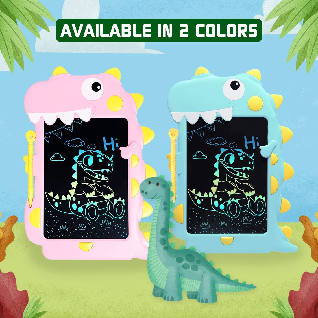 Tablette d'écriture Dinosaure Multicolore pour Enfants 8,5 pouces - Couleur Aléatoire