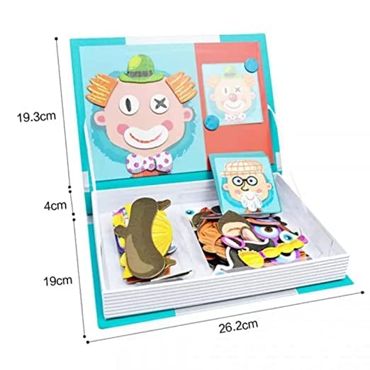 Fidtoy Magnetic Puzzle Book for Kids with 67 Magnets & 12 Design Cards – Funny Face Matching Travel Toy for Ages 3+