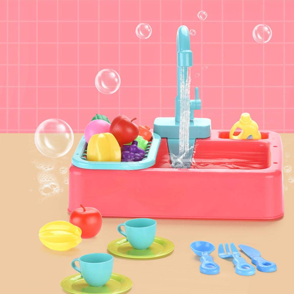 Fidtoy Kitchen Dish Washer Sink Pretend Play Kit with Running Water for Kids Kitchen Role Play