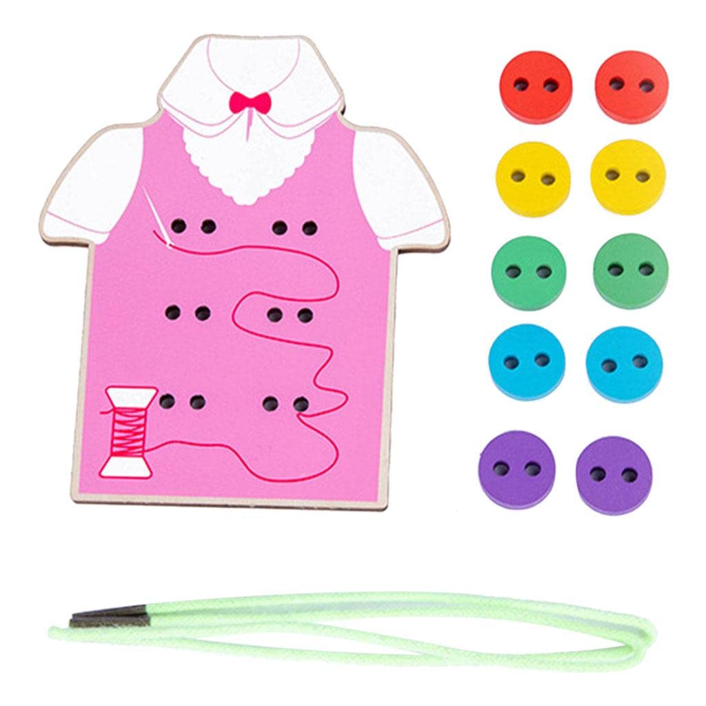 UJEAVETTE Montessori Jouets éducatifs Jouets à enfiler pour tout-petits Cadeaux Vêtements Rose