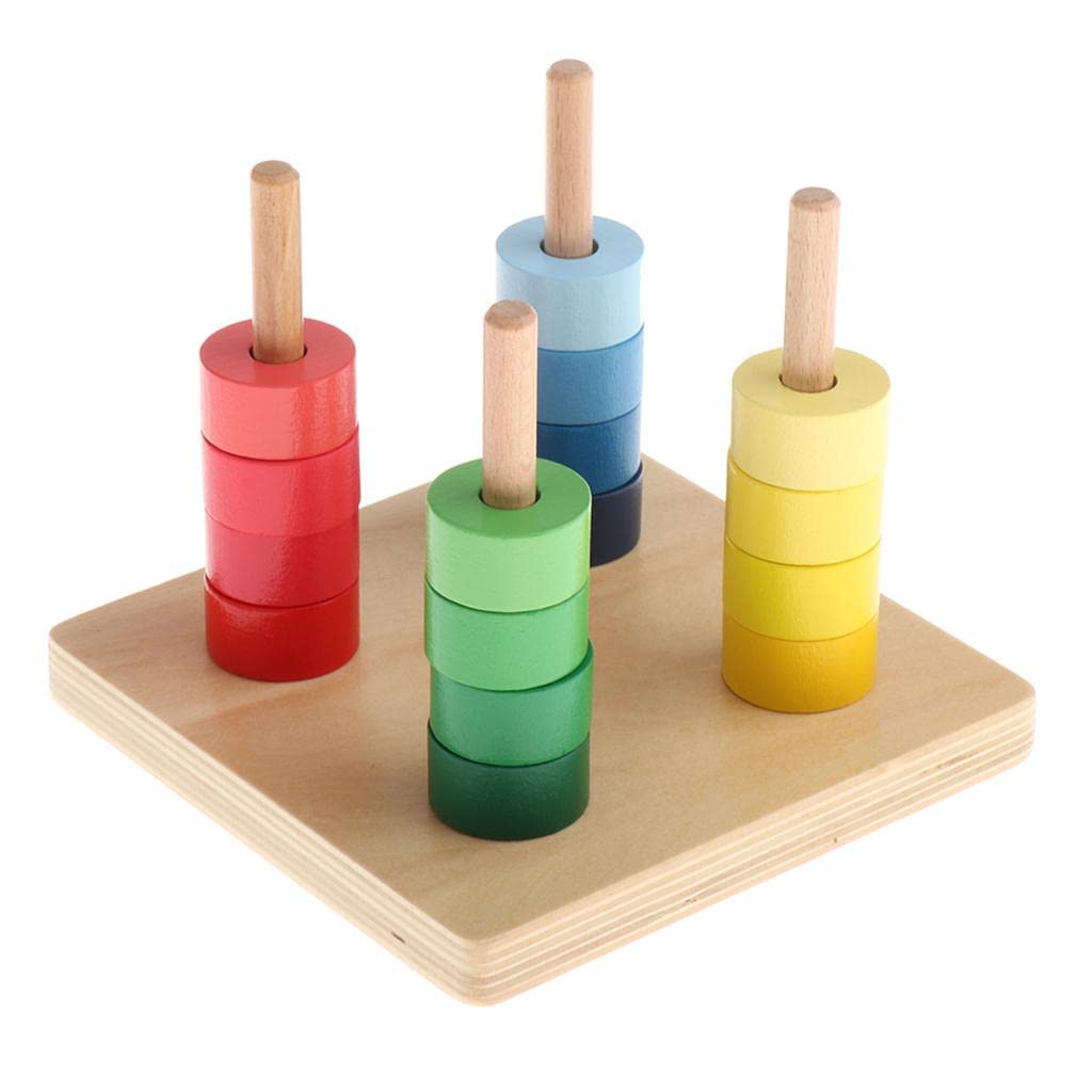 Fidtoy Montessori Colored Circles – Wooden Shape & Color Sorting Toy for Toddlers