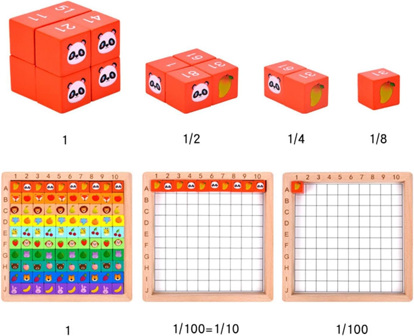 Fidtoy Jouet d'apprentissage Montessori multifonctionnel en bois avec blocs de chiffres, d'alphabets et d'animaux, pour enfants de 2 à 6 ans