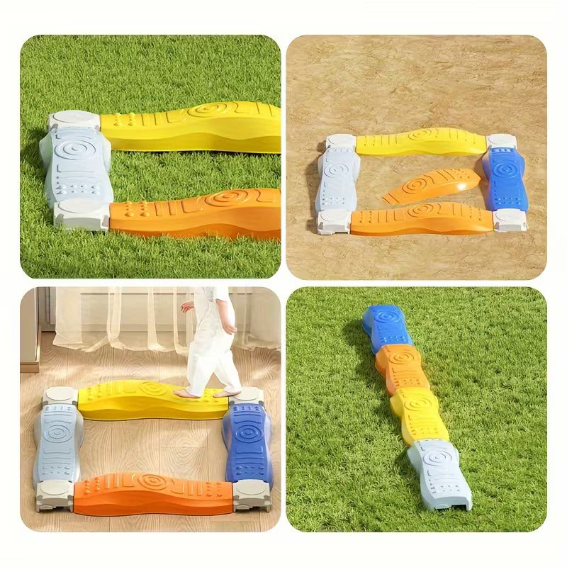 Fidtoy Multicolour Sensory Balance Beam Tactile Board for Kids Stepping Stones Coordination Toy Age 3-6