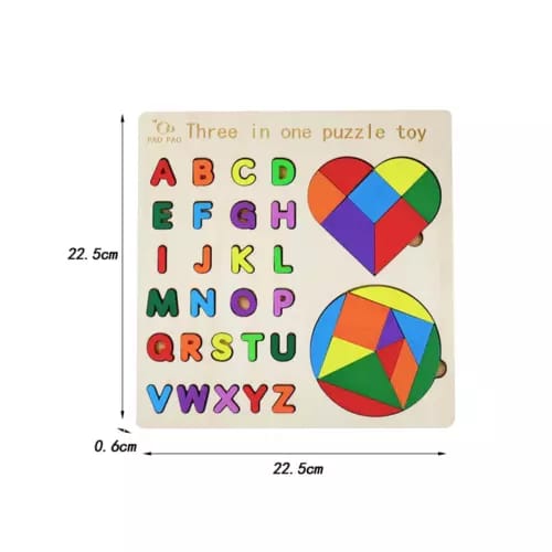 Fidtoy Montessori Logical Geometrical Puzzle Alphabet Board for Kids Wooden Shape Letter Learning Toy Age 2-6