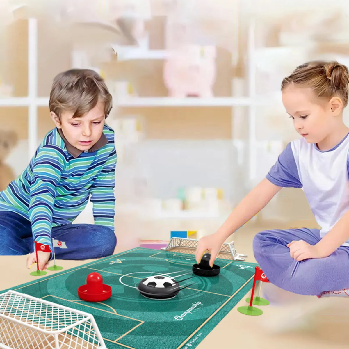 Jeu de baby-foot aérien Fidtoy pour enfants, jeu de football de table à air pulsé pour deux joueurs, jeu de société familial compact pour les 6 ans et plus