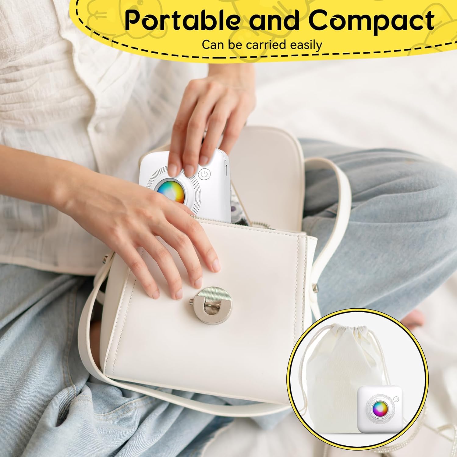 Mini Imprimante Thermique Portable de Poche Bluetooth avec Lumière LED - X3