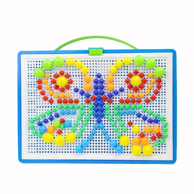 Fidtoy Montessori Mosaic Pegboard Puzzle 300 Piece Mushroom Peg Creative Learning Toy for Kids