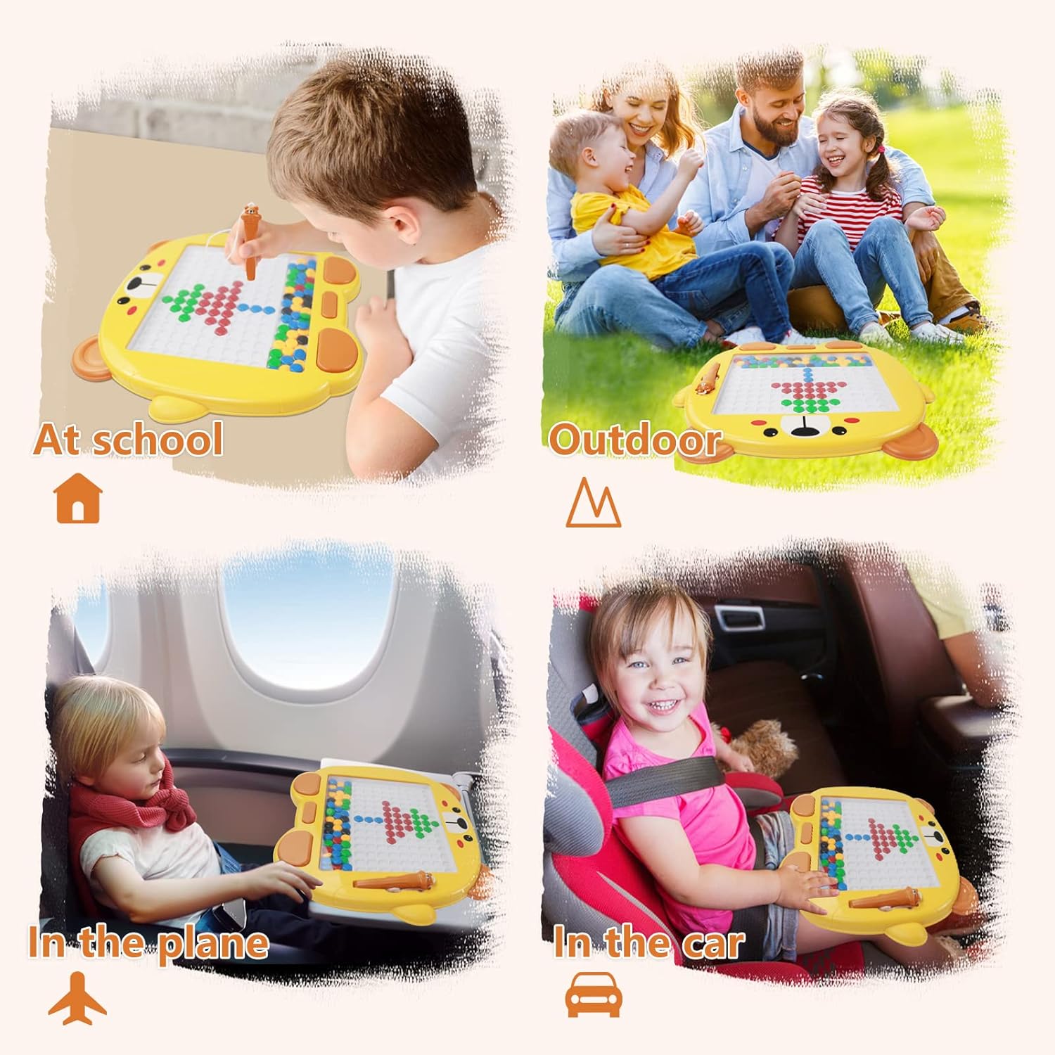 Fidtoy Magnetic Drawing Board for Kids | Plastic Magnetic Bead Doodle Board, 20 Pattern Cards, Magnetic Pen, Color Recognition, Fine Motor Skills & Travel Quiet Toy Age 3-6