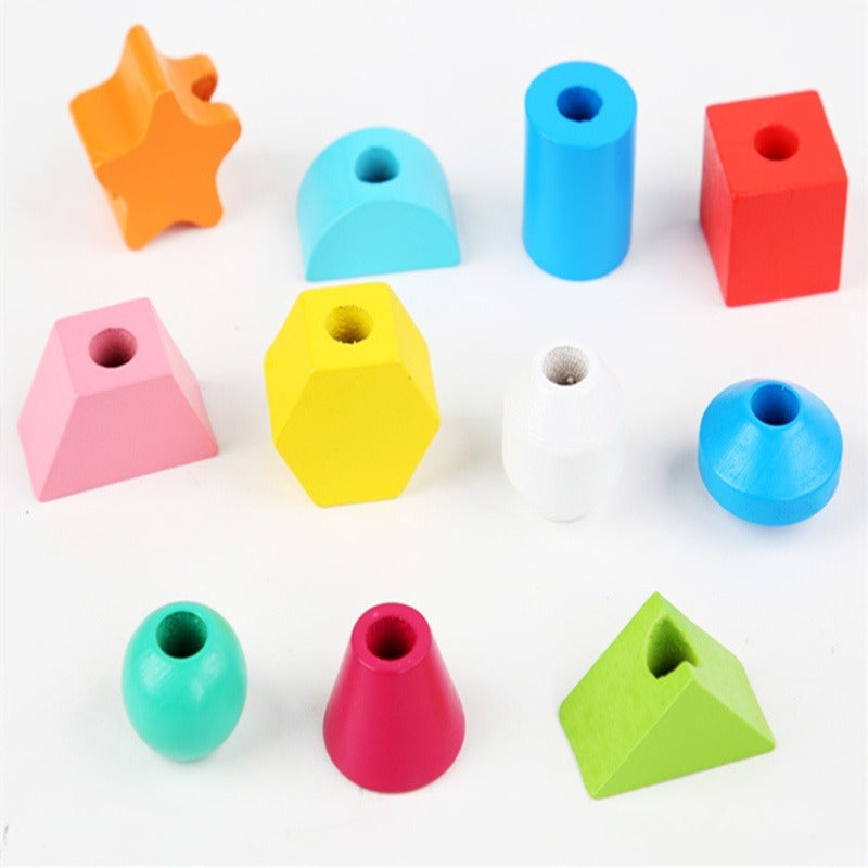 Five Column Sequencing Wooden Puzzle with Lacing - 111