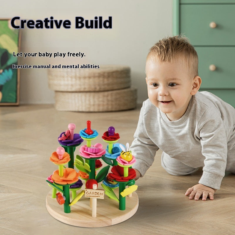 Jouets de construction pour enfants en bois, à insérer, pour jardin