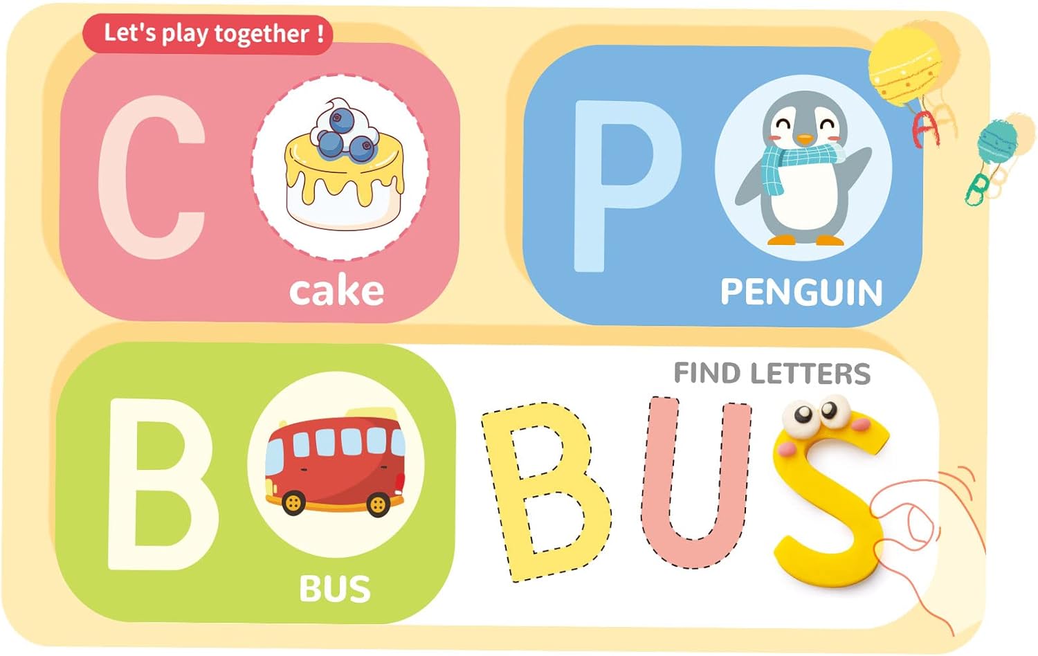Fidtoy Alphabet Learning Soft Dough Kit for Kids, Reusable Letter Molds Play Dough Set, Preschool ABC Learning Toy for Ages 3+