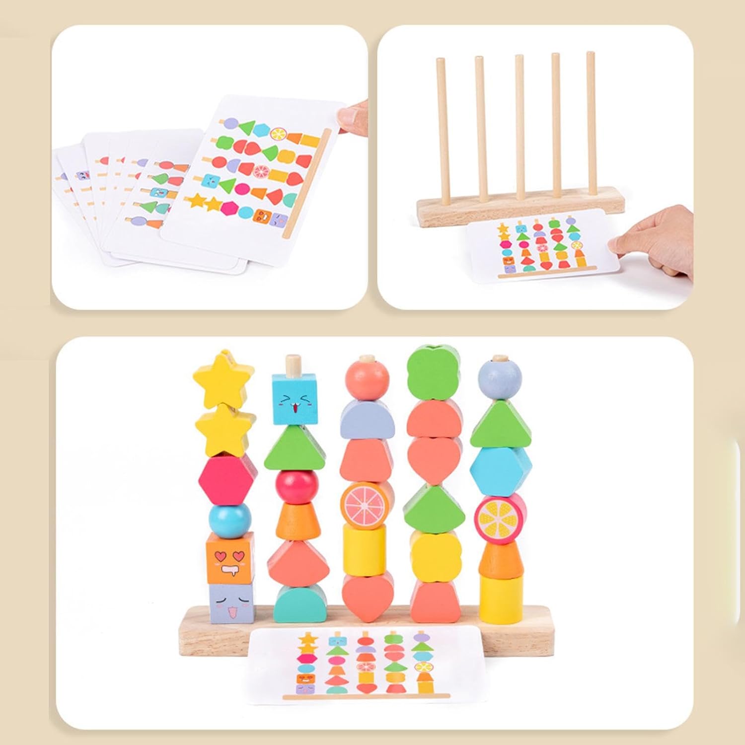 ATORSE™ Juguete apilable de formas a juego y cuentas de encaje para regalo de cumpleaños para niños y bebés | Juguetes para bebé | Juguetes de desarrollo para bebé
