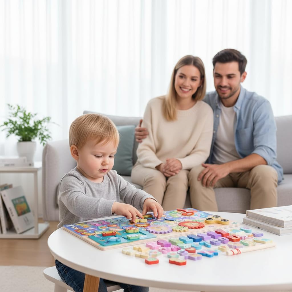 Fidtoy Planche de Puzzle en Bois 8 en 1 pour Enfants