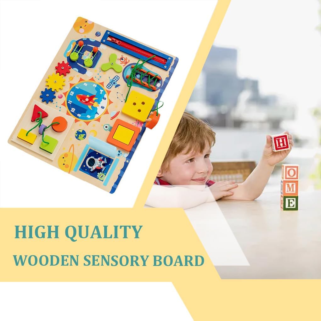 Fidtoy Montessori Busy Board Book for Toddlers Sensory Activity Board with Zippers Buckles Buttons Learning Toy Fine Motor Skills Travel Quiet Toy Gift