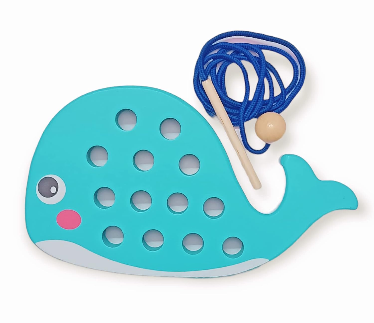Fidtoy Wooden Lacing Toy Montessori Threading Toy for Toddlers Fine Motor Skills Sewing Practice Toy Early Learning Educational Toy Gift