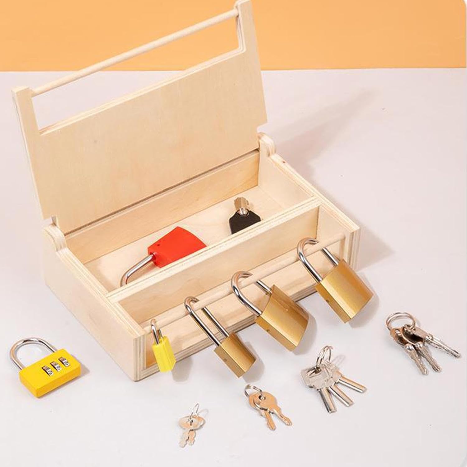 Serrure et Jouet à clé - Déverrouiller le bois | Activités d'apprentissage préscolaire, matériel Montessori en bois et jouets éducatifs pour enfants Shakven
