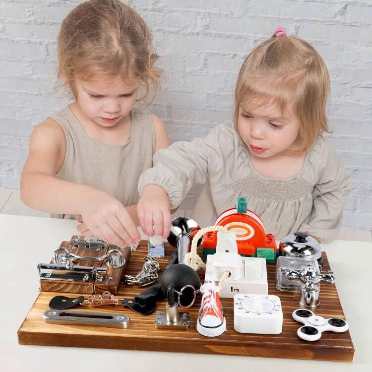 Fidtoy Tableau d'activités Montessori carbonisé 20-en-1 pour tout-petits