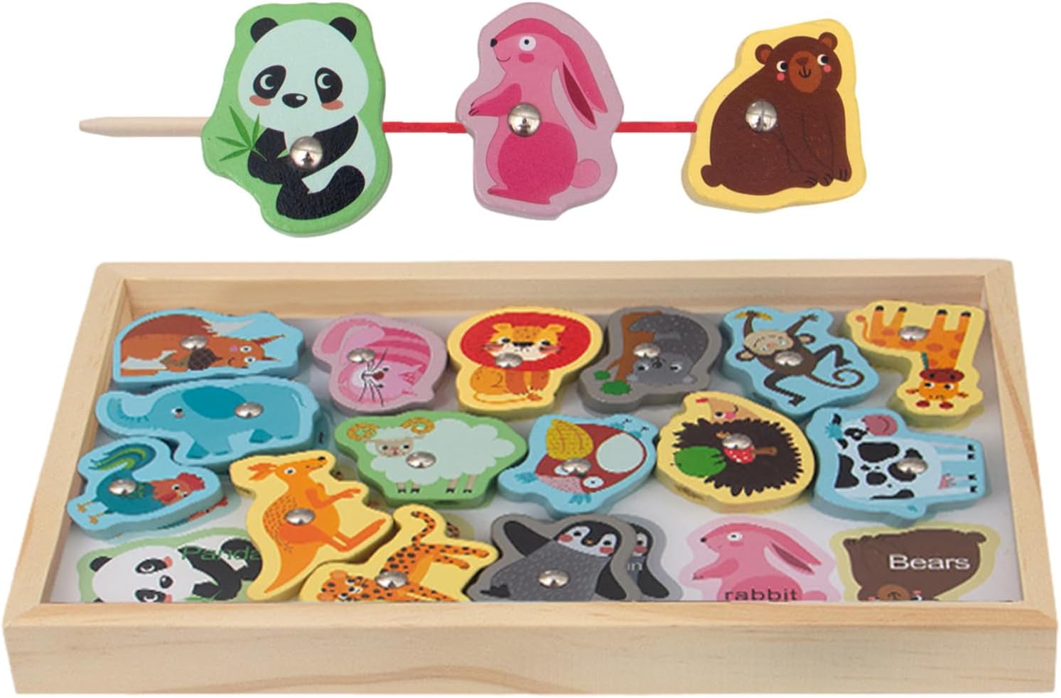 Jouets de Pêche en Bois, Jeu de Pêche Magnétique 2 en 1 Sûr et Inoffensif - Jeu de Pêche Montessori Sans Bord Pointu Cadeau d'Anniversaire Noël pour Garçons Filles Hiyoyo
