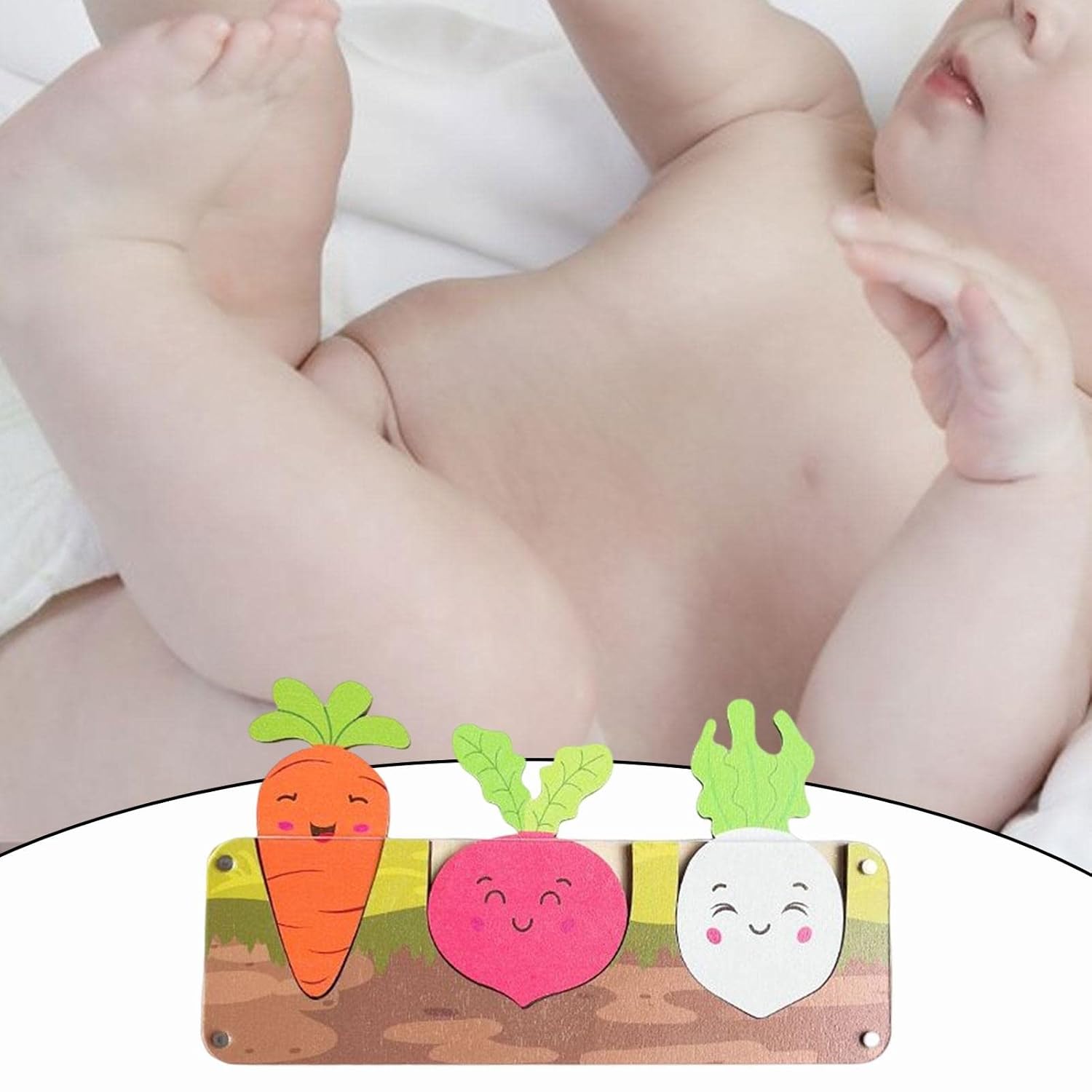 Fidtoy Carrot Pull Busy Board Toy Montessori Fine Motor Toy for Toddlers Wooden Sensory Activity Board Accessory Hand Eye Coordination Learning Toy Gift