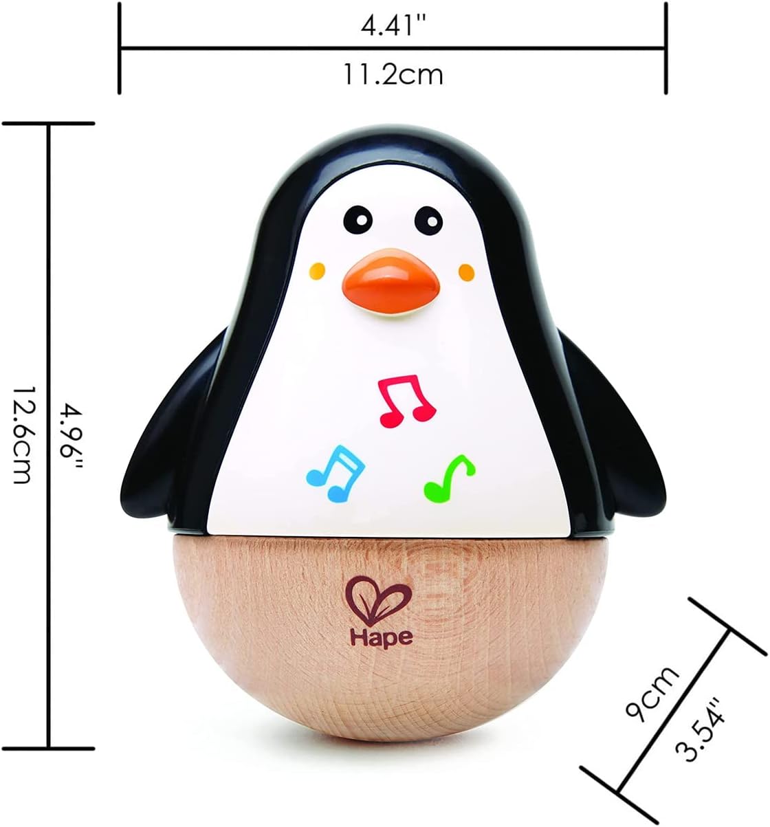 Juguete musical tambaleante de pingüino de madera Fidtoy para bebés de 6 meses en adelante