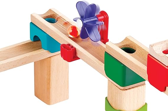 Fidtoy Wooden Marble Run Toy DIY Building Track Set for Kids