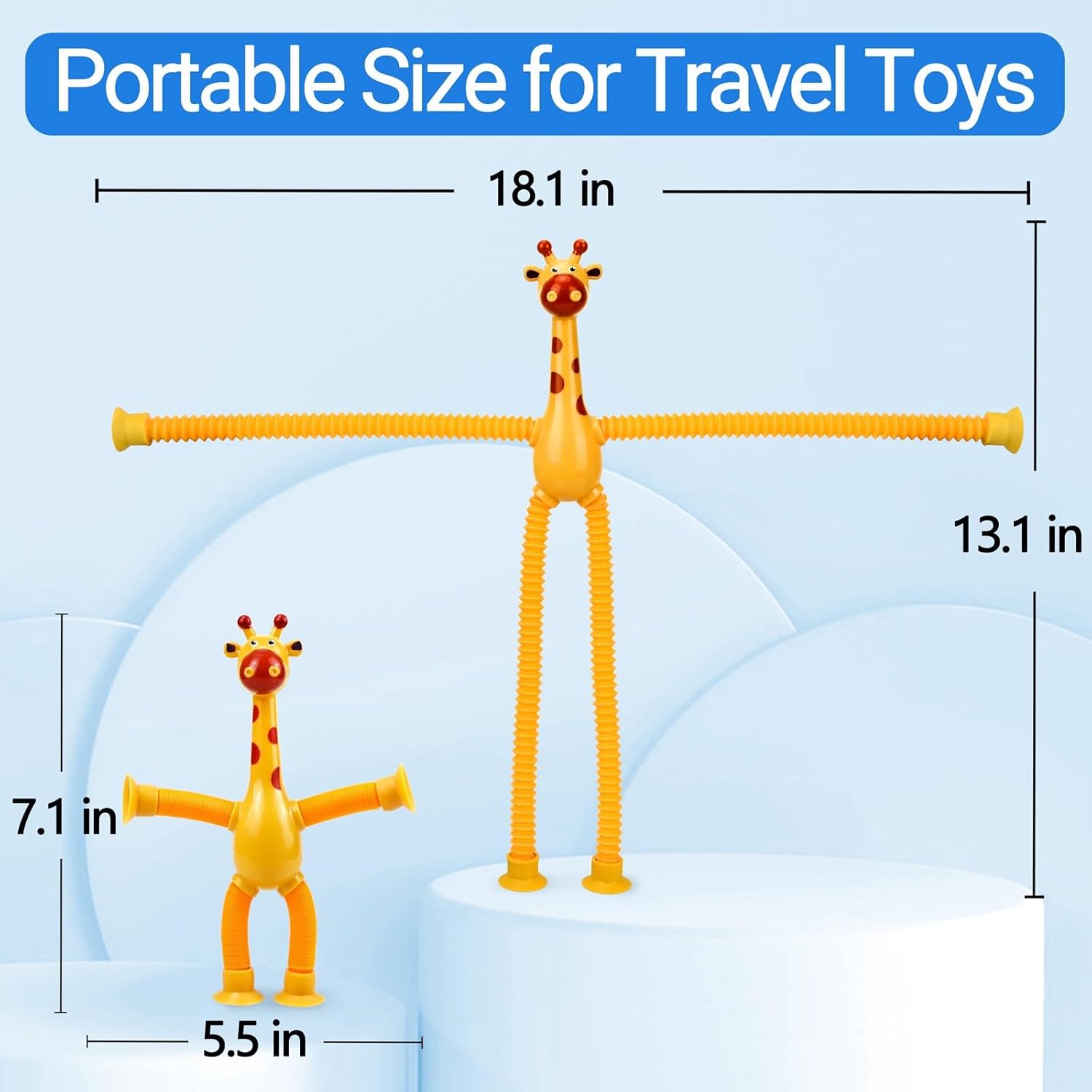 Fidtoy Girafe télescopique à ventouse, jouet sensoriel pour tout-petits, tube extensible, jouet anti-stress