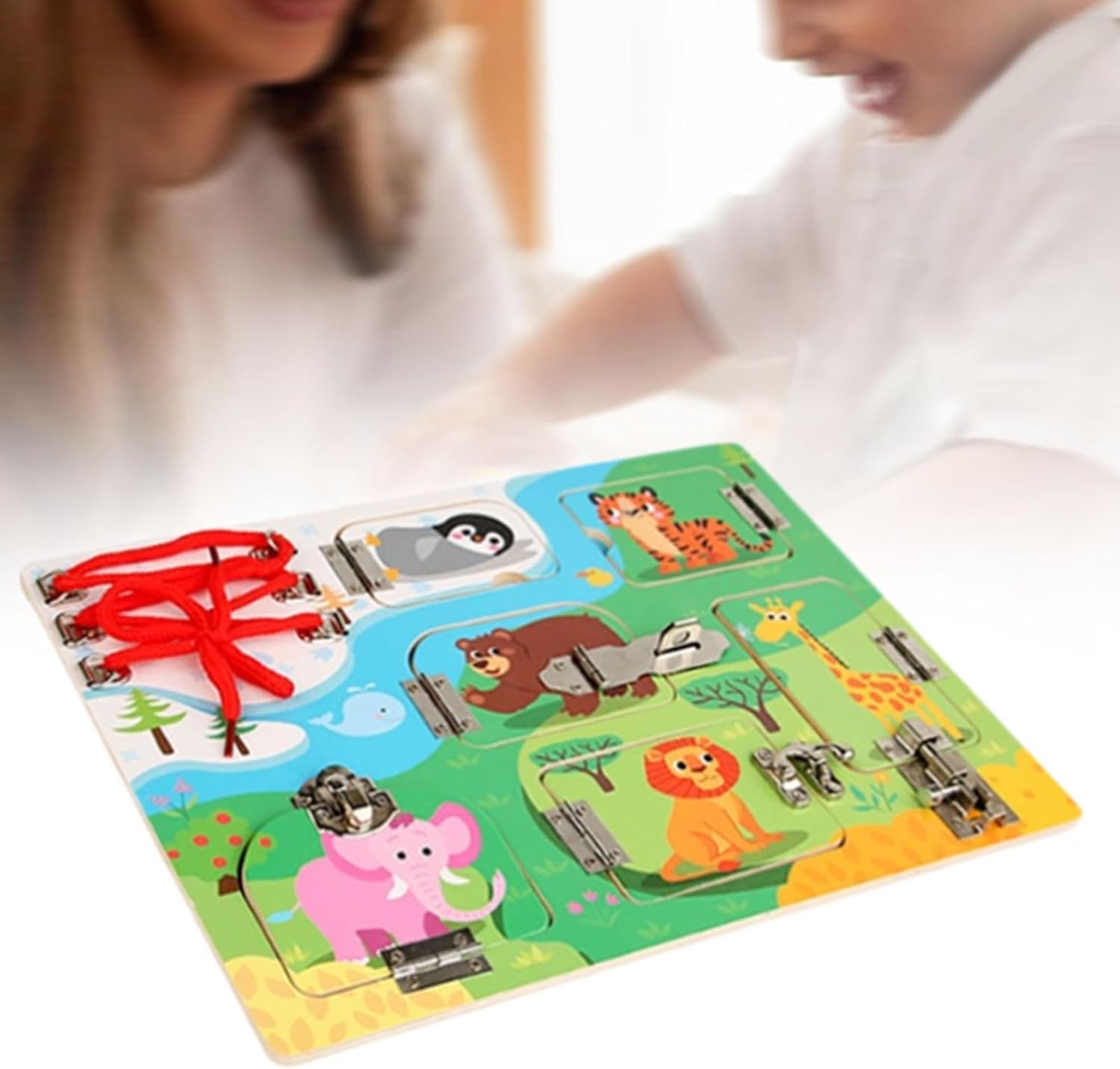 Tableau de Loquet en Bois pour le Développement des Compétences et les Activités d'Apprentissage pour Enfants, Animal