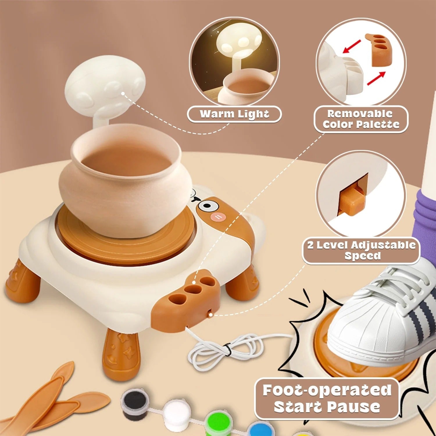 Kit de herramientas de arte de juego de simulación de torno de alfarero eléctrico DIY Cat - 03D