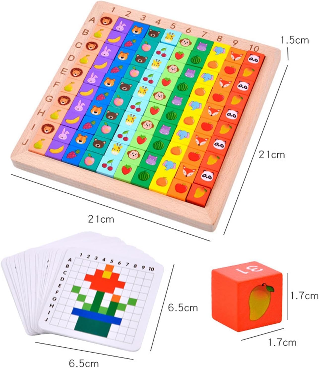 Fidtoy Jouet d'apprentissage Montessori multifonctionnel en bois avec blocs de chiffres, d'alphabets et d'animaux, pour enfants de 2 à 6 ans