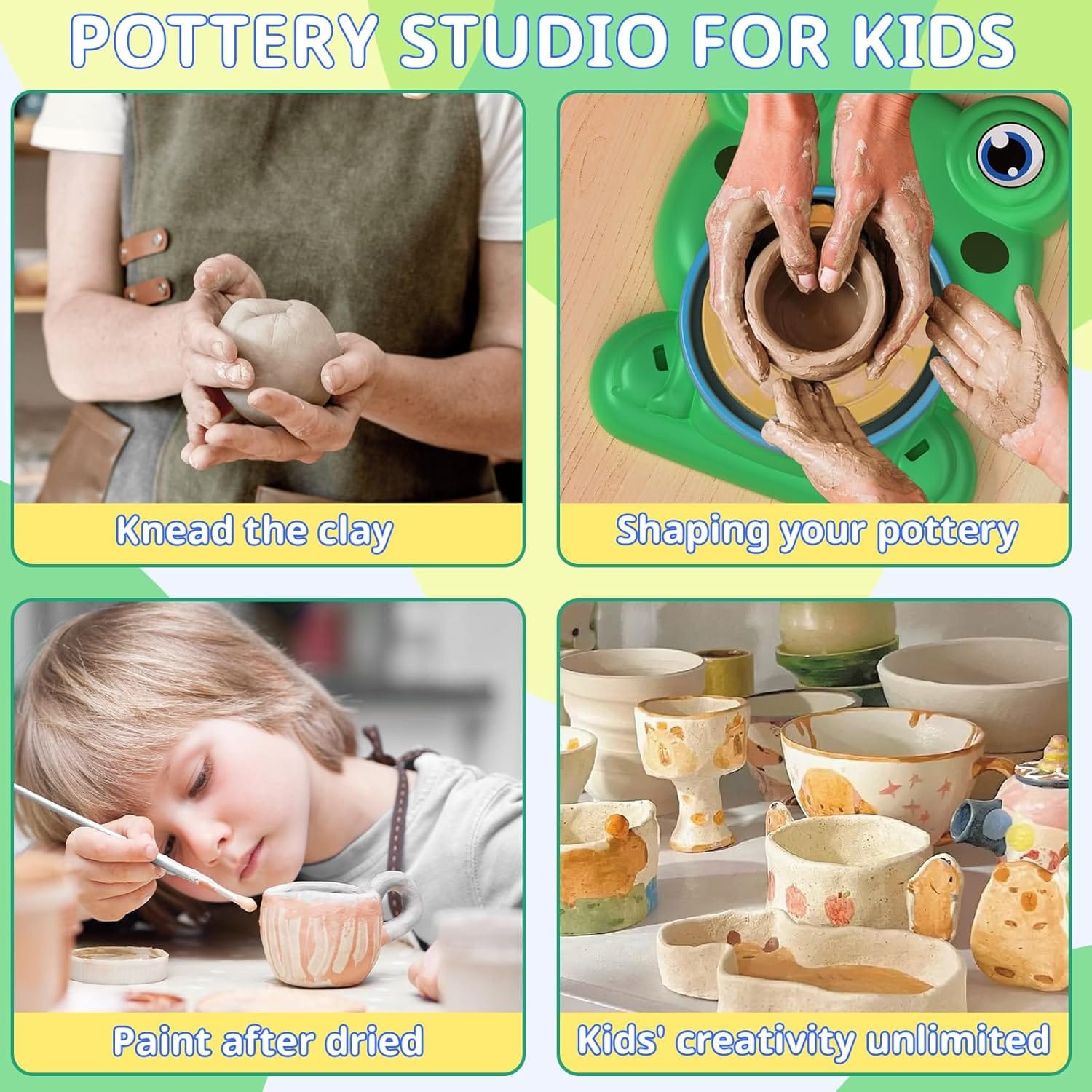 Kit de jeu d'imitation Tour de potier électrique DIY grenouille - 560