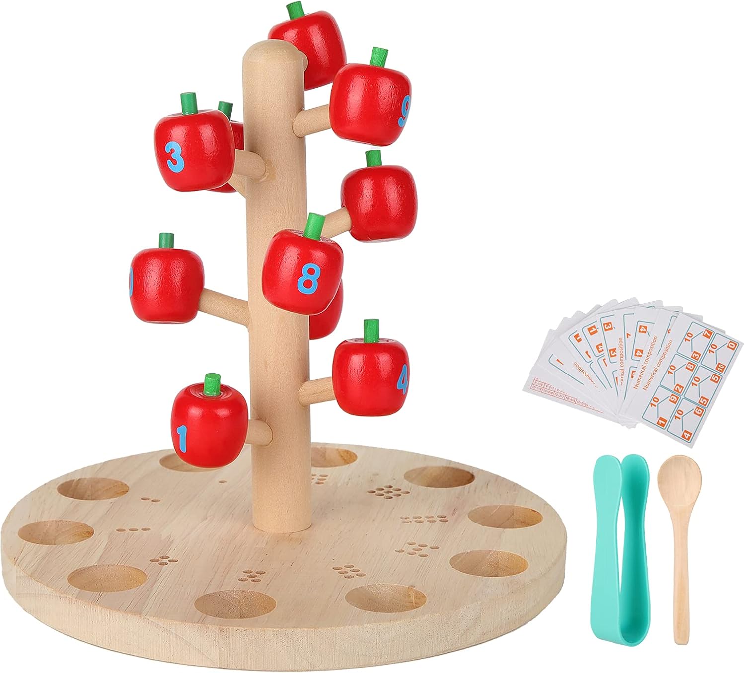 Fidtoy Montessori Wooden Apple Picking Game – Educational Counting & Math Toy for Kids Ages 4-6