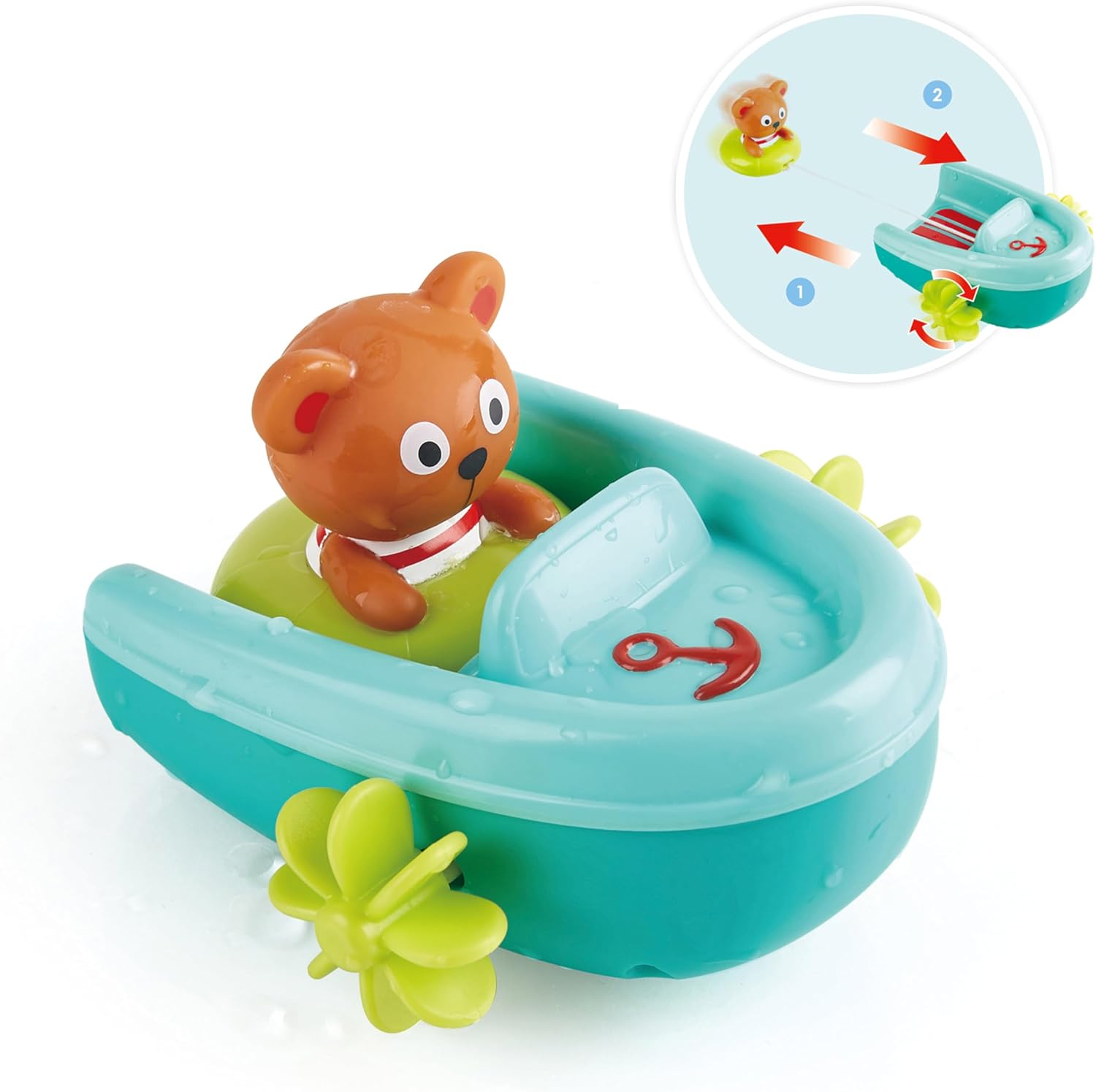 Fidtoy Oso de Peluche con Cuerda, Juguete de Baño para Niños Pequeños, Juego Acuático