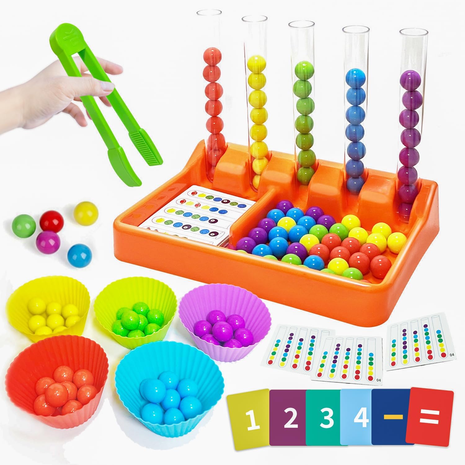 Fidtoy Color Classification Matching Beads Holder Game for Kids Counting & Color Sorting Toy