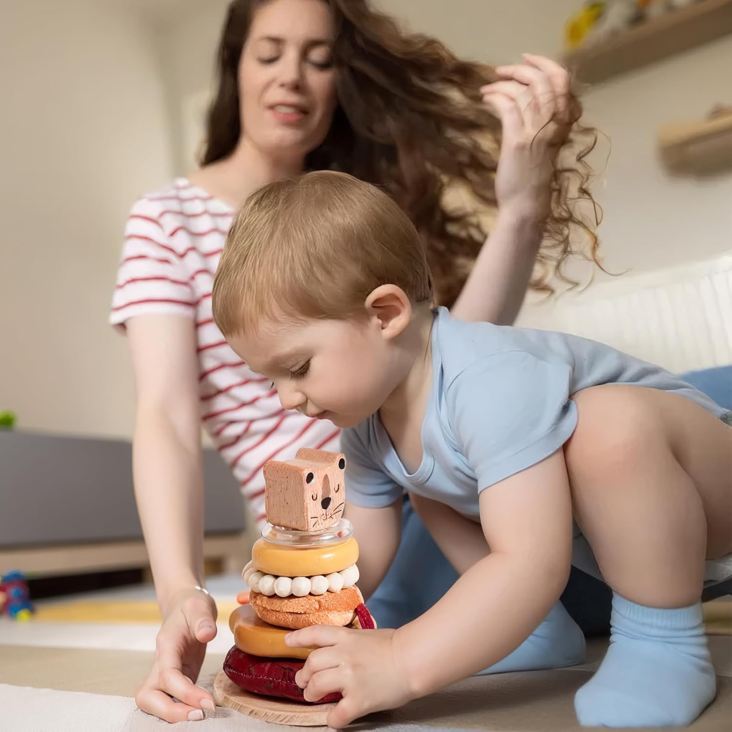 Fidtoy Jeu de Construction Petit Lion pour Bébés 6 Mois et Plus