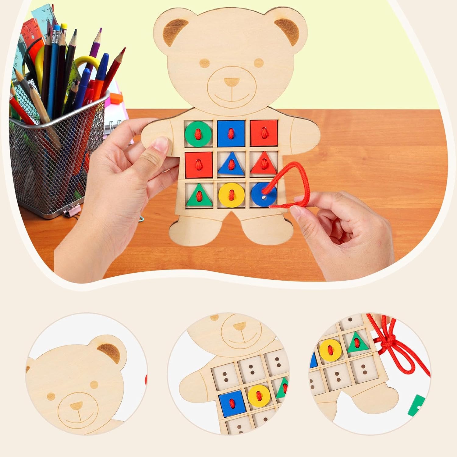 Esquirla Jogo de Encaixe de Cartões para Desenvolvimento Infantil - Jogo de Combinação de Fios - Brinquedo Educativo para Habilidades Motoras - Brinquedo de