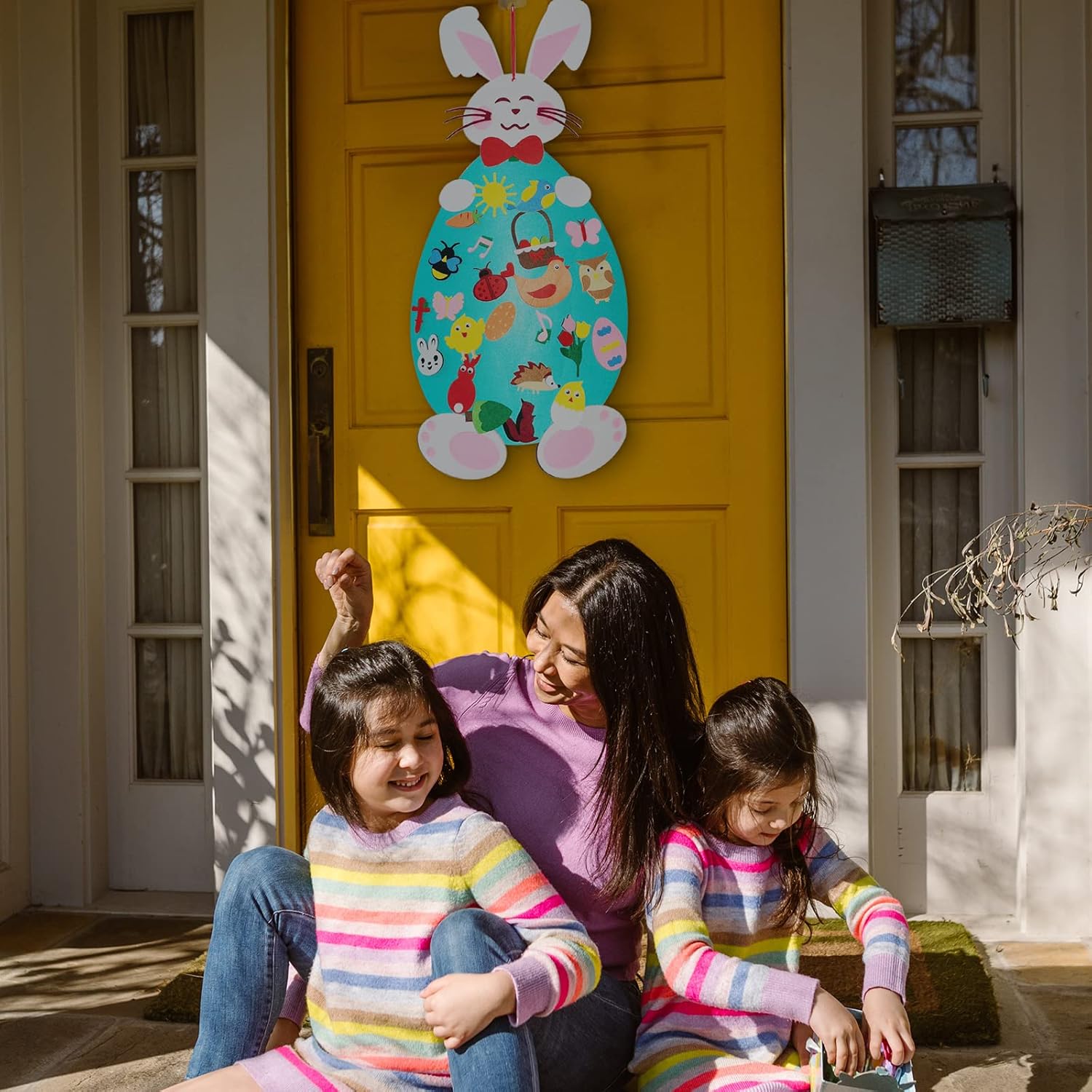 Fidtoy Jouet d'activité mural en feutre Lapin pour enfants 1+ Décoration de Pâques