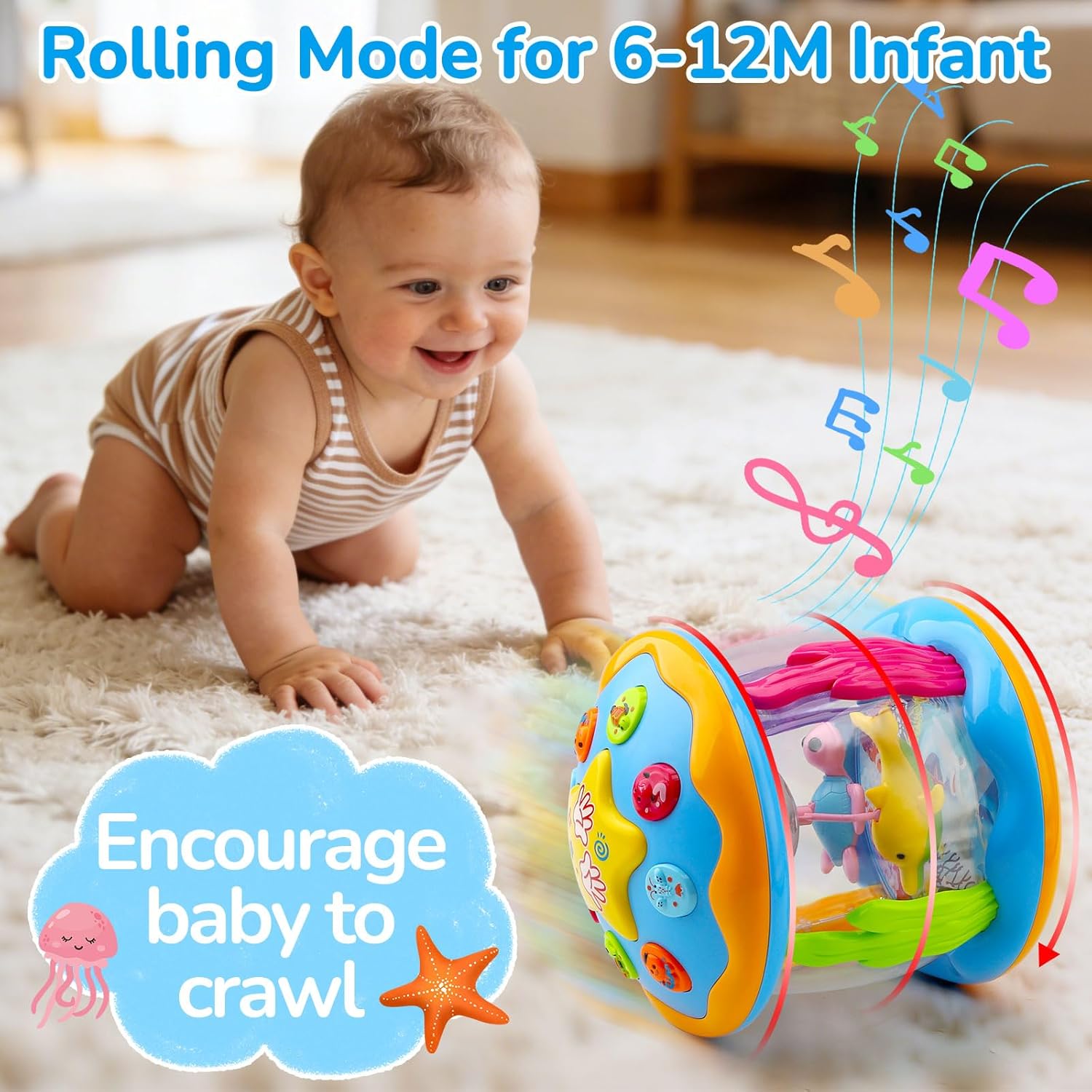 Fidtoy Ocean Light Toy pour bébés – Jouet sensoriel musical interactif pour nourrissons et tout-petits