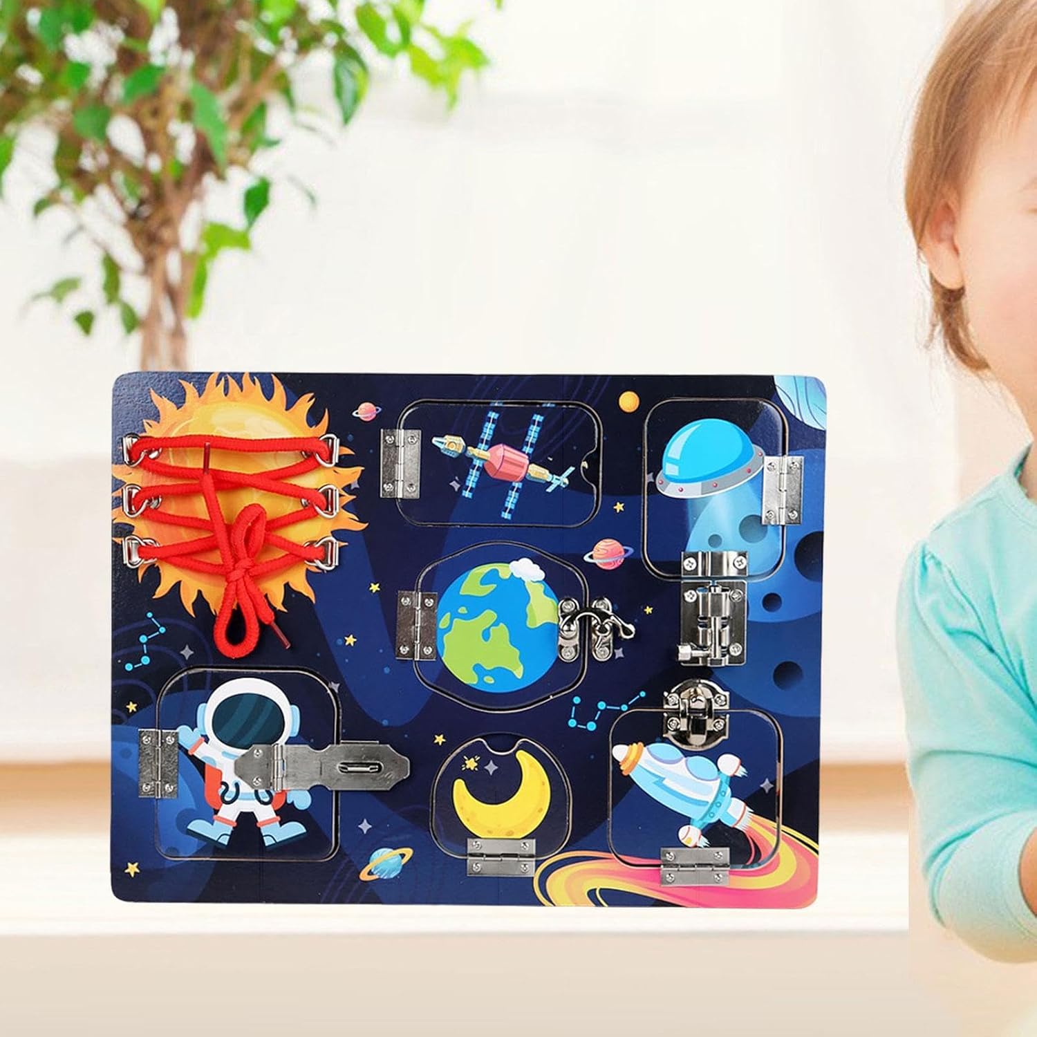 bnf® Planche d'activités en bois, apprentissage éducatif pour enfants de 2, 3, 4, 5 ans Espace|Jouets et passe-temps | Éducatif | Autres jouets éducatifs