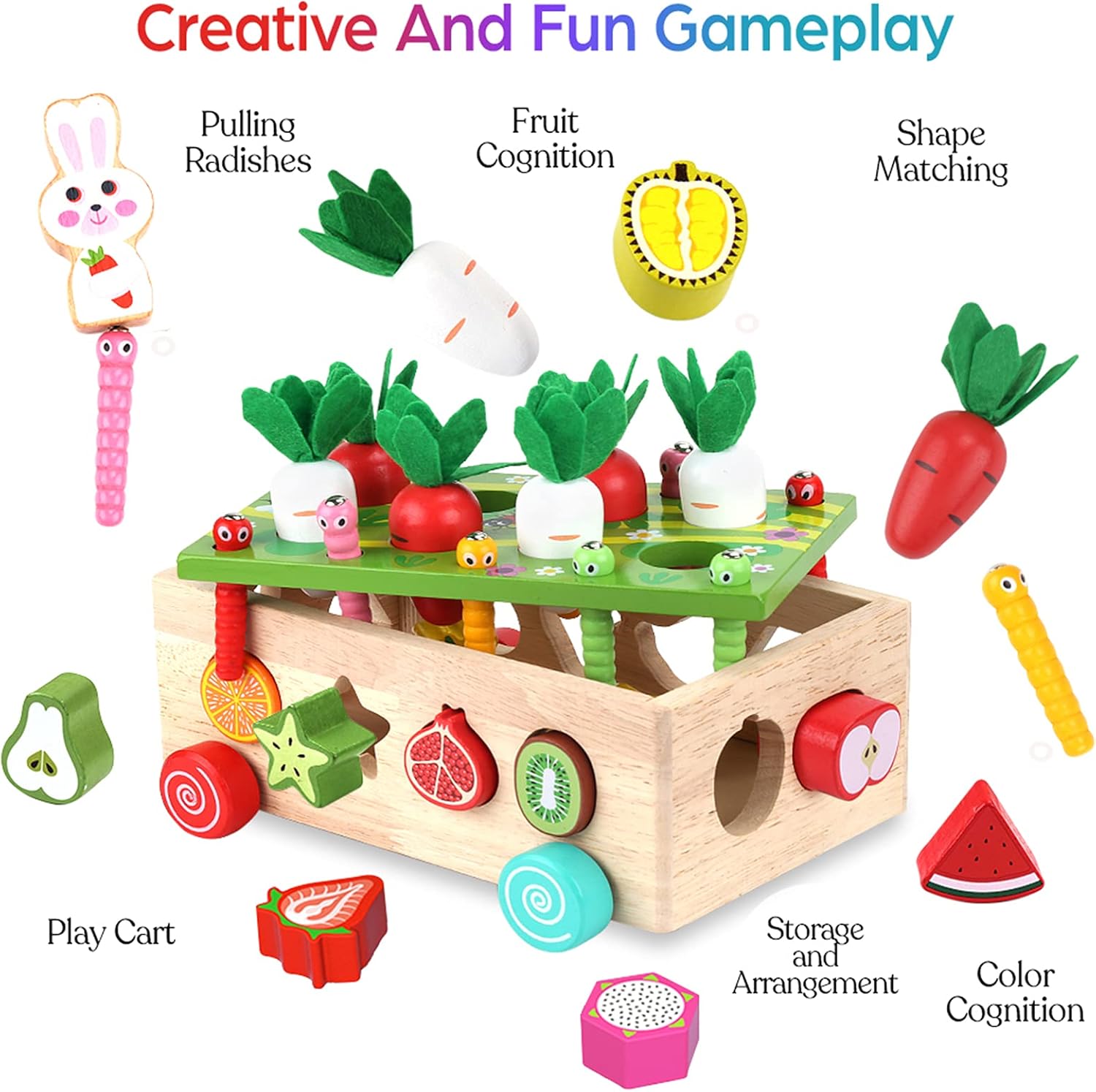 Fidtoy Farm Orchard Intelligence Car Jouet d'apprentissage en bois