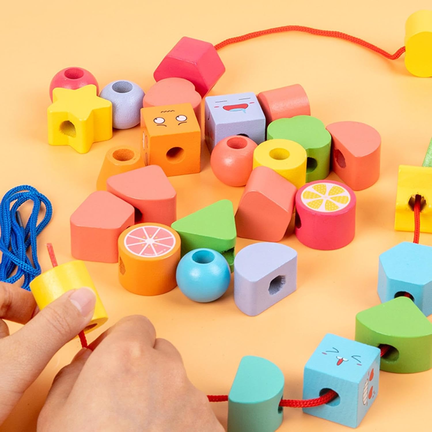 ATORSE™ Juguete apilable de formas a juego y cuentas de encaje para regalo de cumpleaños para niños y bebés | Juguetes para bebé | Juguetes de desarrollo para bebé