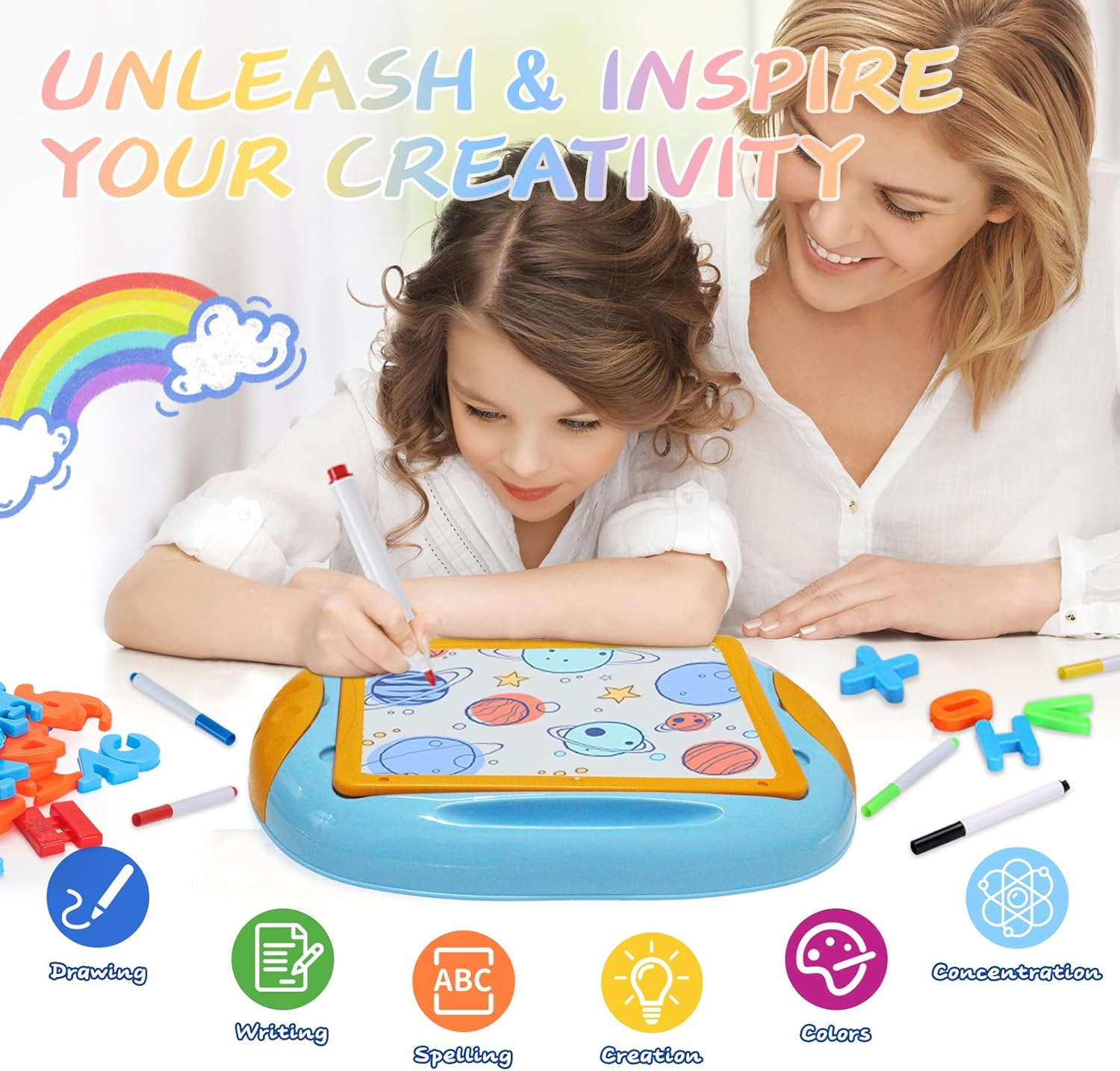 Table d'apprentissage double face Fidtoy pour tout-petits