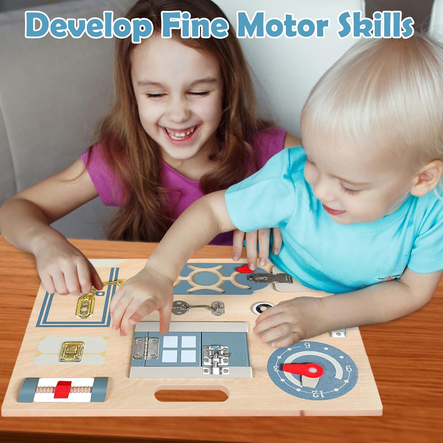 Smartwo Planche d'activités Montessori double face pour tout-petits de 3 à 5 ans, développe la motricité fine des bébés, jouet pour garçon de 3 ans et plus, cadeau d'anniversaire pour enfants de 3 ans et plus