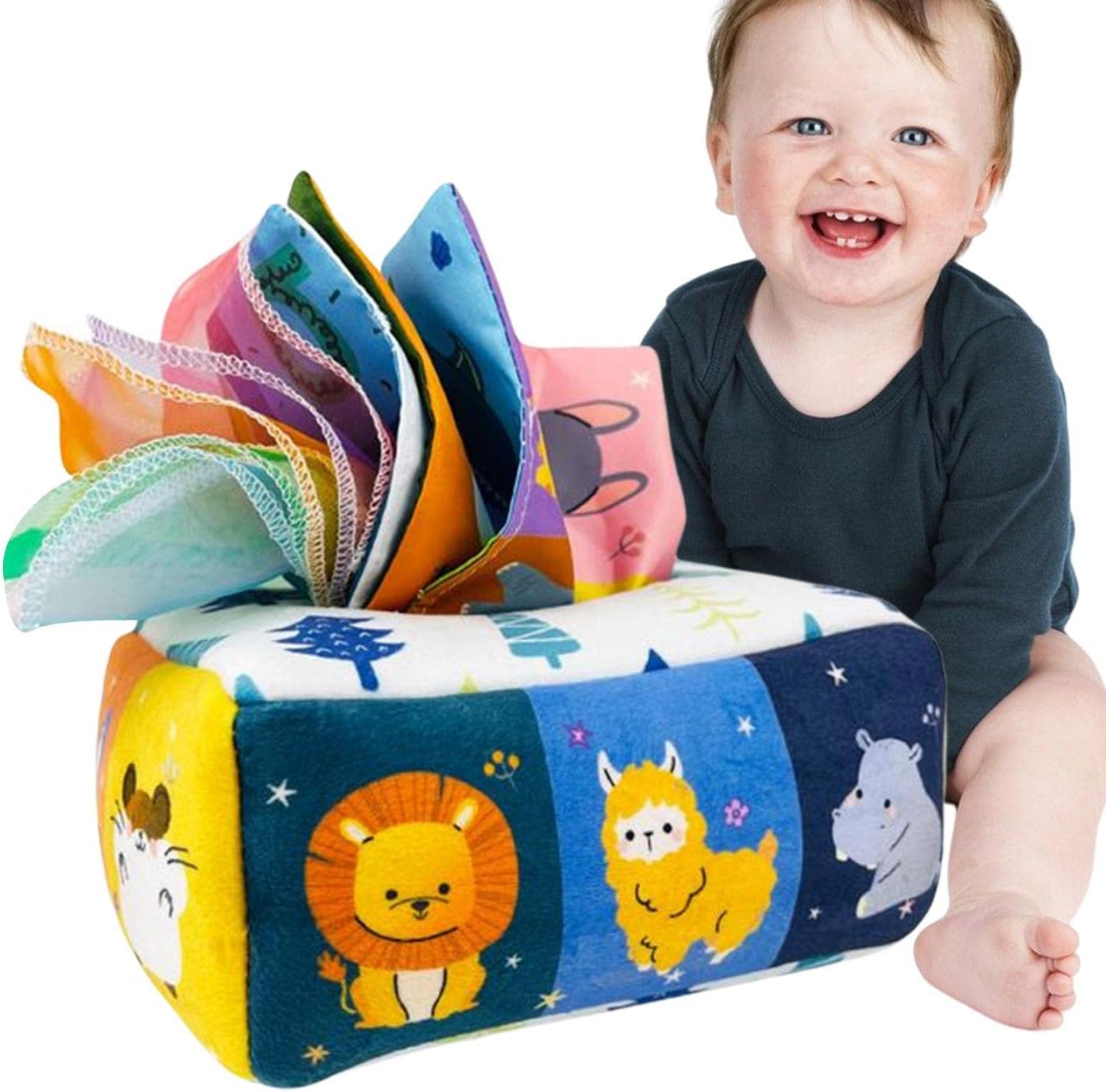 Boîte à mouchoirs Montessori Fidtoy pour bébés – Boîte sensorielle à tirer