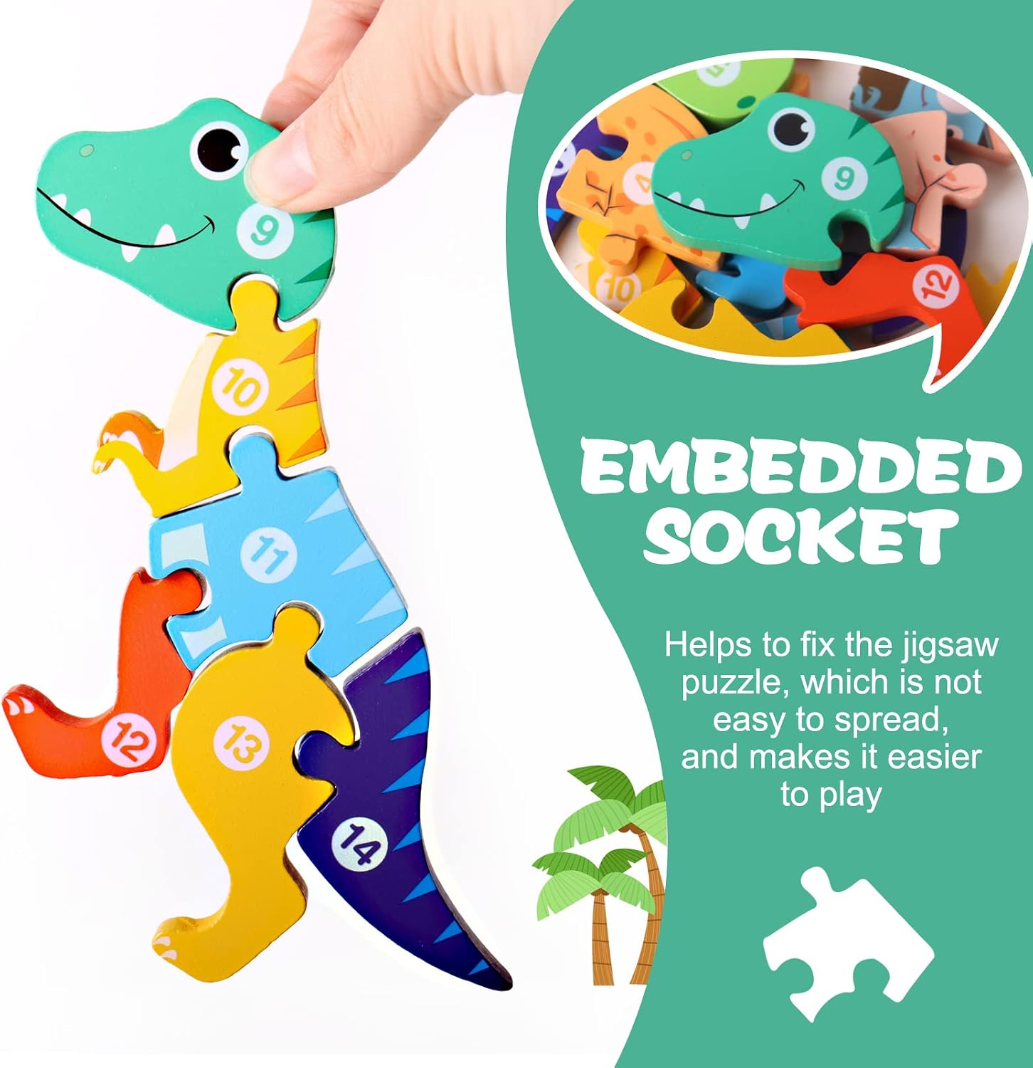 Fidtoy Puzzle 3D cognitif de croissance animale - Animaux aléatoires, Puzzle de croissance animale en bois avec pièces numérotées, Jouet d'apprentissage Montessori sur la nature pour enfants