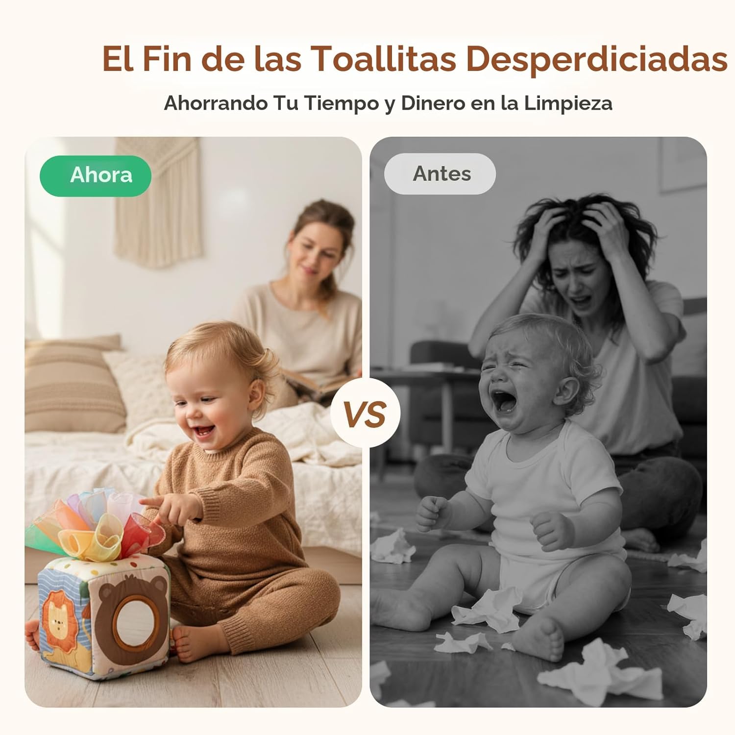 Fidtoy Jouet Montessori Boîte à Mouchoirs pour Bébés – Cube de Tirage Sensoriel