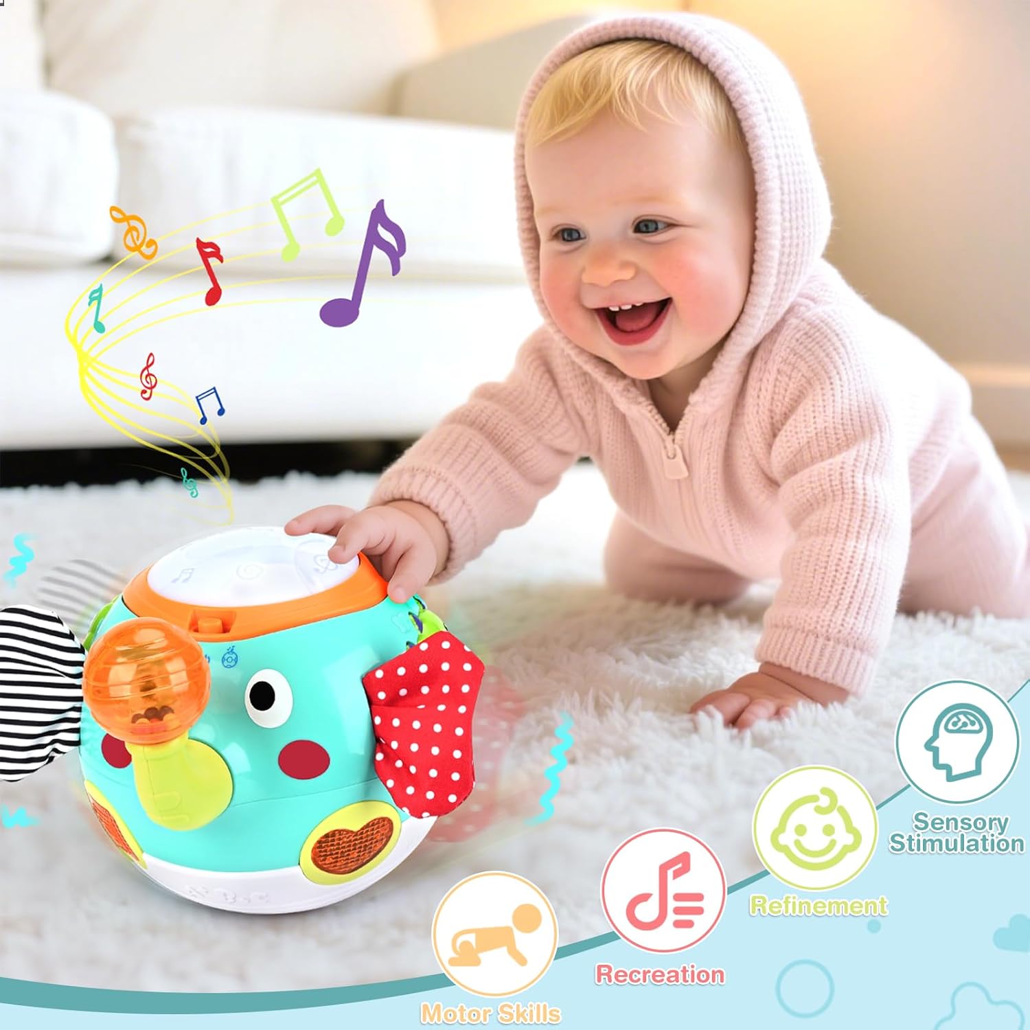 Fidtoy – Jouet interactif éléphant qui rampe et danse