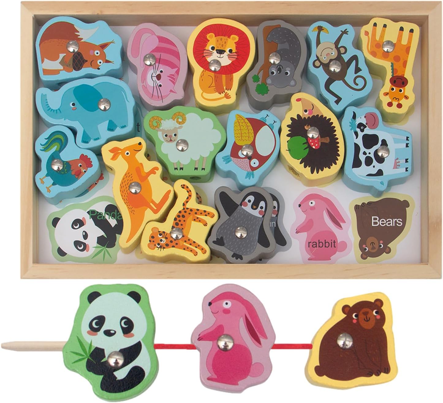 Jouets de Pêche en Bois, Jeu de Pêche Magnétique 2 en 1 Sûr et Inoffensif - Jeu de Pêche Montessori Sans Bord Pointu Cadeau d'Anniversaire Noël pour Garçons Filles Hiyoyo