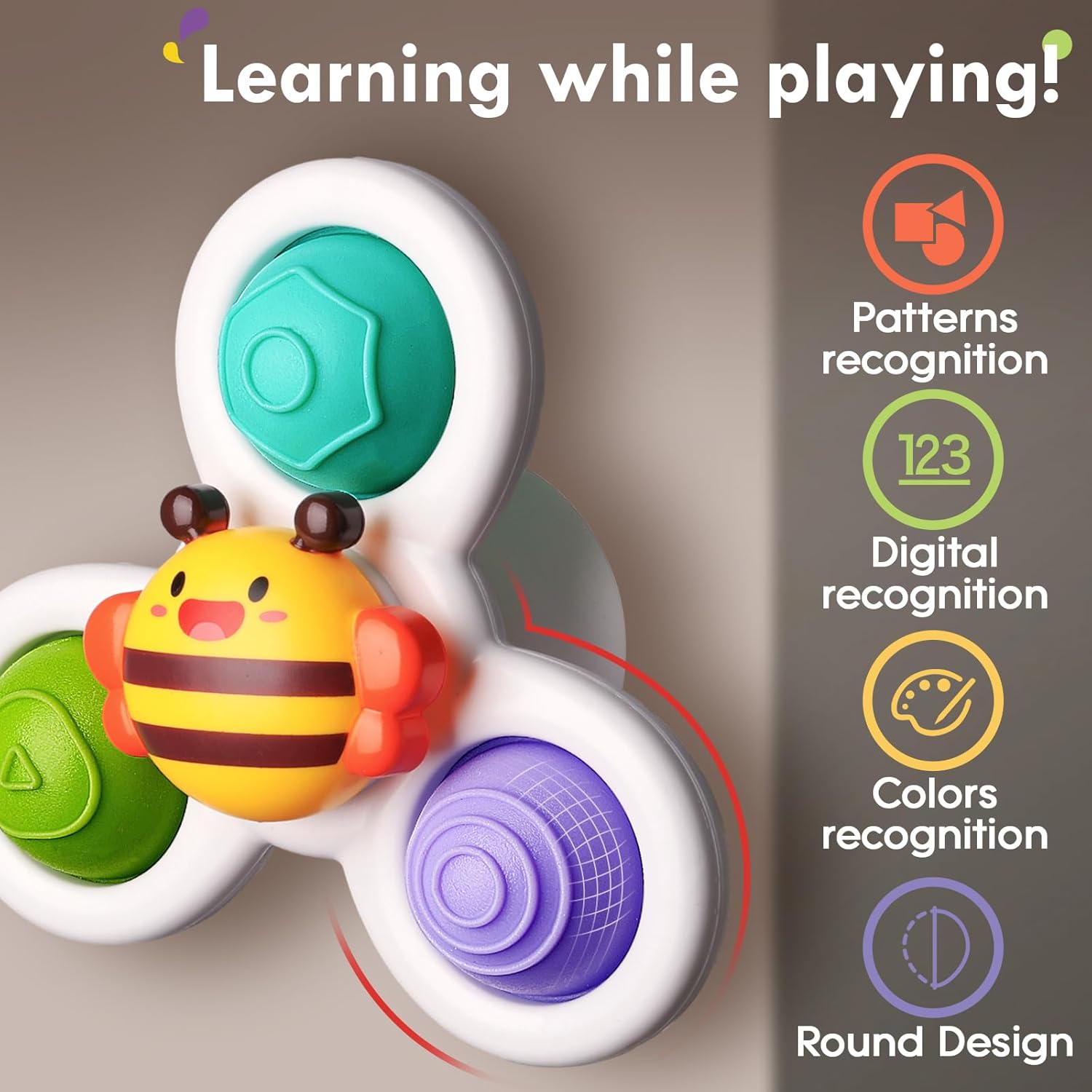 Fidtoy Baby Suction Cup Spinner 3 pieces Toy Pop It Sensory Bath Toy